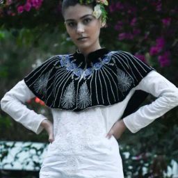 Odette Black Embellished Fancy Short Cape-image-54