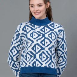 Red Tape Royal Blue Regular Fit Printed Sweater-26