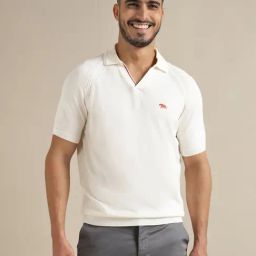 ANDAMEN Off White Regular Fit Polo T-Shirt-picture-34