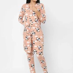 Sweet Dreams Peach Printed 3 Piece Night Suit-image-29
