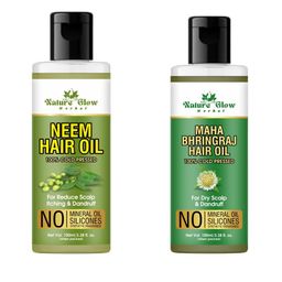 Nature Glow Herbal Set Of 2 Maha Bhringraj & Neem Hair Oil - 100 ml Each-34