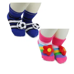 NESKA MODA 6 To 12 Months Baby Set Of 2 Pair Cotton Anti Slip Face Ankle Socks/ Booties-picture-49