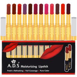 A.D.S Set Of 12 Moisturizing Smudge Proof Long Lasting Matte Lipstick - 1.8 gm - Shade - B image 2