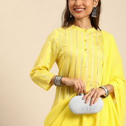 Sangria Women Chanderi Silk Kurta With Salwar & With Dupatta-23