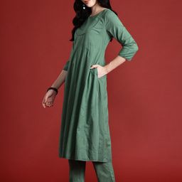 Anouk Panelled Kurta with Trousers & Dupatta image 4