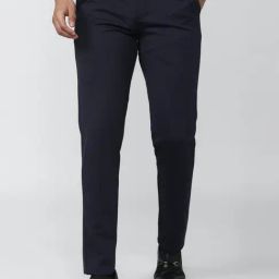 Van Heusen Navy Slim Fit Texture Trousers-image-95