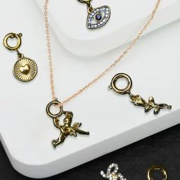 Oomph Gold Tone Evil Eye Charms Pendant Link Chain Necklace - Set of 5-image-27