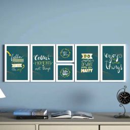 Art Street White & Green Motivational Quotes Collect Movement Not Things Art Prints - Set of 6-21