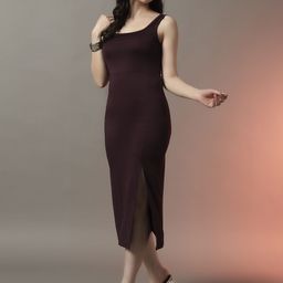 CORSICA Women Slits Square Neck Sleeveless Sheath Midi Dress-picture-6