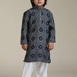 Manyavar Boys Printed Regular Kurta with Churidar-image-25