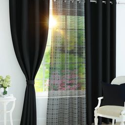 Story@home Black Set of 3 Black Out Long Door Curtain-image-49