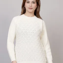 FEVERFEW Self Design Round Neck Long Sleeves Woollen Pullover-picture-7