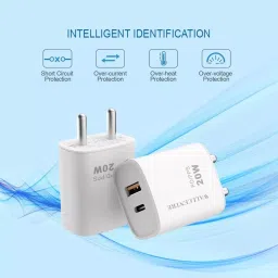 WALLCENTRE 20 W Charger Adapter Type-A & Type-C Compatible - With Android & iOS Devices, WCPCH20006 image 2
