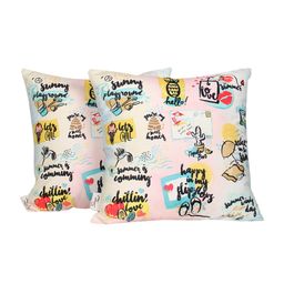Sivya Multicoloured Set of 2 Quirky Square Cushion Covers image 3