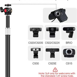 Nycetek Webcam Tripod Stand for Desk: Webcam Stand for Logitech Brio | C920 | C922 - Height & Angle Adjustable Desktop Tripod for Light & 1/4" Thread for Live Streaming | Video Calling image 4