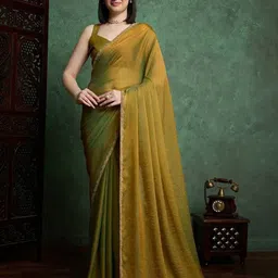VRAGI Embellished Beads and Stones Pure Chiffon Saree-picture-12