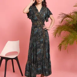 Boholyfe Women Juliette Dusk Maxi Angrakha Printed Dress-picture-24