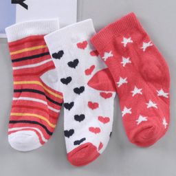 Cute Walk by Babyhug Cotton Knit Ankle Length Antibacterial Socks Multi Design Pack Of 3 - Multicolour-image-76