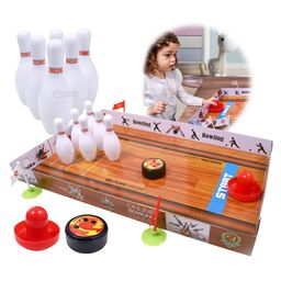 Toyshine Bowling Set Wooden Tabletop Bowling Game Desk Toys Safe for Kids - Multicolour-18