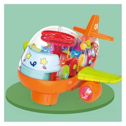 YAMAMA Gear Display Transparent Plane Toy for Kids 360 Degree Rotating Concept Racing with 3D Flashing LED Lights and Music - Multicolour-27