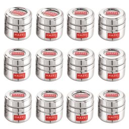 HAZEL Steel Small Container for Kitchen | Transparent Lid Containers for Storage | Small Container for Spices, Set of 12, 200 ml-image-16