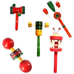 Smartcraft Toys Wooden Rattles Toys for Baby/New-Born Infant Kids - Set of 5 pcs - Multicolor - Discover Sounds, Develops Sensory Skills-3