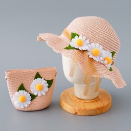 Babyhug Straw Hat with Flower Applique - Pink-22
