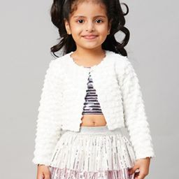 lil' drama Lil Drama Full Sleeves Pearl Embellished Fur Lined Party Jacket - White-picture-26