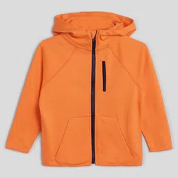 Somersault Cotton Full Sleeves Solid Zipper Hoodie - Orange-picture-18