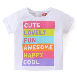 Babyhug 100% Cotton Knit Half Sleeves Text Print T-Shirt - White-image-38