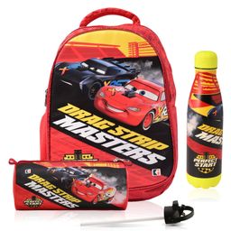 Kuber Industries Set of 3 School College Combo Set  Disney Car Backpack-Pencil Pouch & Insulated Water Bottle Set  Perfect School Combo For Adults & Kids  Travel Laptop Backpack Combo Set  Red - 17 Inches-30