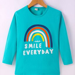 Olio Kids Cotton Knit Full Sleeves T-Shirt With Text Print -Blue-picture-12