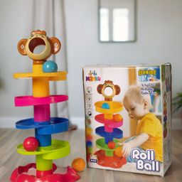 Ilearnngrow Monkey Ball Drop Toy for Babies and Toddlers | New 5 Layer Tower Run with Swirling Ramps and 3 Puzzle Rattle Balls | Best Educational Development Toy Set for Kids.-1