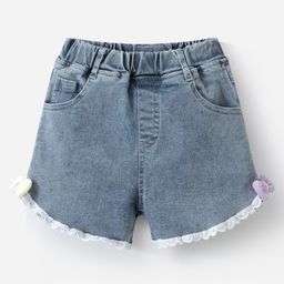 Kookie Kids Denim Shorts With Bow Applique - Blue-image-82