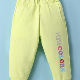 Zero Knit Full Length Fleece Pant with Text Print - Lime Green-image-40