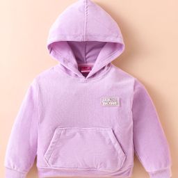 Little Kangaroos Fleece Knit FullSleeves Hooded Sweatshirt with Patch Detailing & Kangaroo Pockets - Lilac-image-49