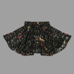 Actuel Horse & Typography Printed Skirt - Black White & Red-image-60