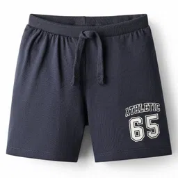 Babyhug Single Jersey Knit Mid Thigh Shorts With Athletic Text Print - Blue-picture-20