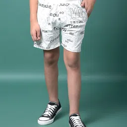 CRIMSOUNE CLUB Cotton Woven Lazy Week Text Printed Shorts - White-picture-40