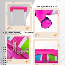 Junior Joe 24 Inch Kids Trolley Bag, Polycarbonate Hard Shell, Cabin Size travel Luggage with Spinner Wheels-image-61