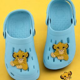 Disney by Yellow Bee The Lion King Featuring Solid Perforated Clogs With Simba Charms - Light Blue-image-94