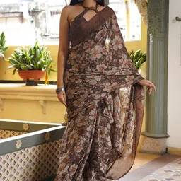 KALINI Floral Printed Saree With Blouse Piece-picture-13