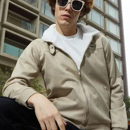 Campus Sutra Men Colourblocked Suede Lightweight Bomber Jacket-4