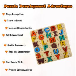 MINDMAKER Wooden Puzzle Educational and Learning Toy 3D Capital Numbers - Multicolour image 3