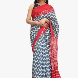 JALTHER Ethnic Motifs Pure Cotton Block Print Saree-20