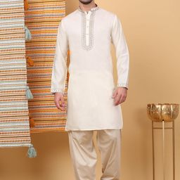 KRAFT INDIA LUXE Men Ethnic Motifs Yoke Design Thread Work Grandeur & Majestic Artwork Kurta-picture-17