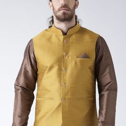Deyann Men Yellow Nehru Jacket-34