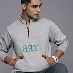 HRX by Hrithik Roshan Grey Melange Sweatshirt-image-15
