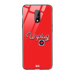 DailyObjects Red Unplug Tunes OnePlus 7 Glass Case image 1