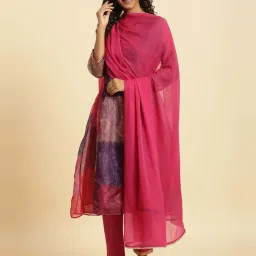 W Pink Plain Dupatta image 2